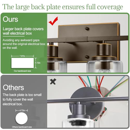 Image of Indoi 4-Light Bathroom Light Fixtures, Oil-Rubbed Bronze Modern Vanity Lights with Clear Glass Shades, Bathroom Wall Lamp for Mirror Living Room Cabinet Bedroom Porch