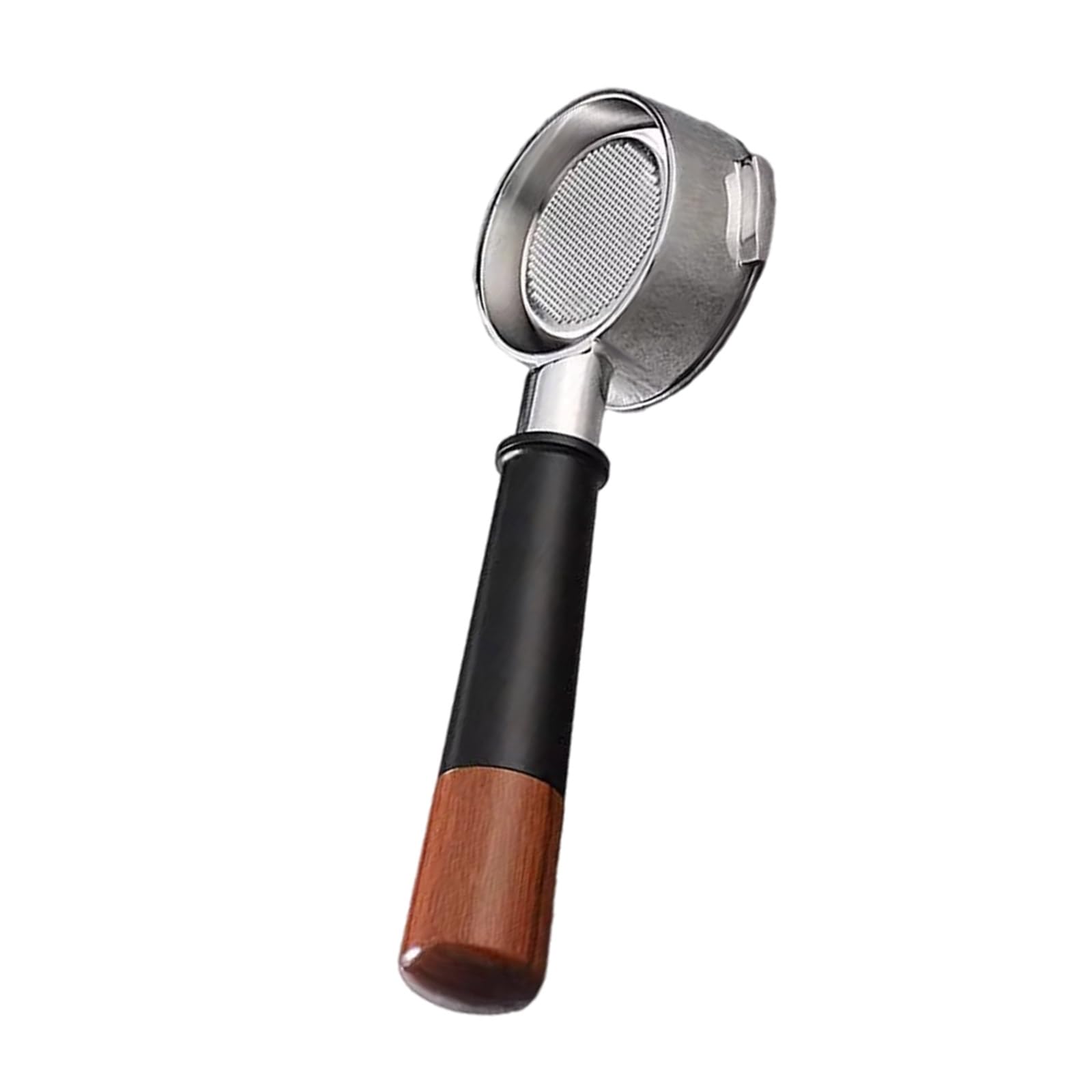 Nucelit Stainless Steel Bottomless Portafilter Wood Handle Filter Basket for Espresso Machine Rustproof Accessories Professional Gear