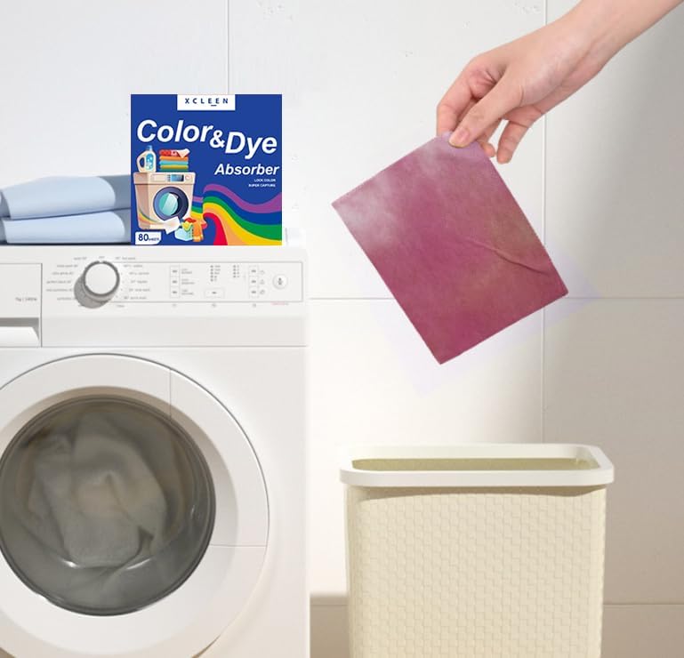 Miniatura 5 de Hojas absorbentes de color para lavandería, 80 unidades, atrapasador de tinte para evitar que la ropa se manche, sin fragancia, hojas de captura de