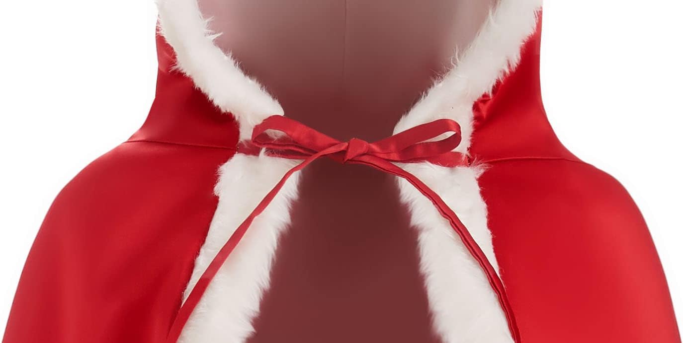 Lemai Warm Long Wedding Cloak Hooded Cape Winter Fur Trim and Hand Muff 71 IN