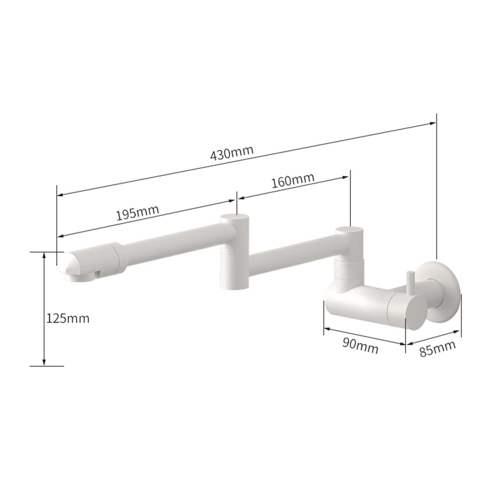 Grifo Cocina de Pared Grifo Cocina Plegable Grifos de Llenado de Ollas de Latón Rotativo,Blanco