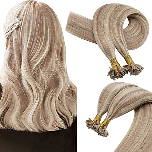 Sunny U Tip Fusions Hair Extensions Human Hair Ash Blonde Highlight Bleach Blonde U Tip Remy Hair Extensions Keratin Extensions Human Hair U Tip 1g/s 50g 20inch