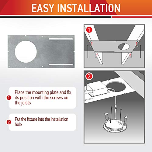 OSTWIN New Construction Rough-in Plate with Round Holes for 4 Inch LED Recessed Downlight-Shallow Recessed Light Housing-5 Years Warranty-12 Pack