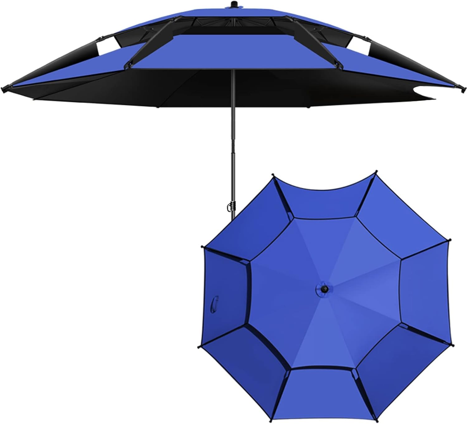 Sombrilla Parasol, Paraguas De Pesca, Sombrilla para Jardín O Playa, Fácil De Cargar, Rotación De 360 °, 2M, 2,2M, 2,4M, 2,6M, Resistente Al Agua, Gris, Negro, para Viajes, Deportes