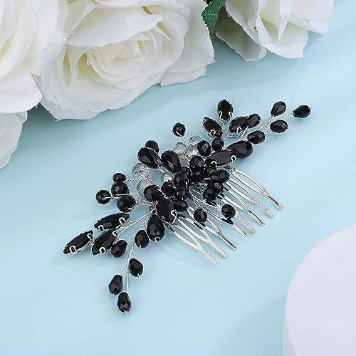 Peine Vintage Negro con Cristales para Boda miniatura 4