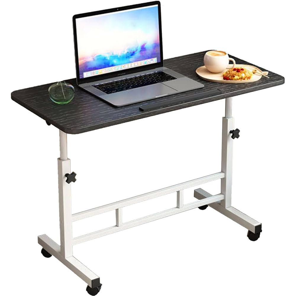 Escritorios con Ruedas, 65-87 cm Altura Ajustable Mesa Alta Móvil, Mesa para Cama, 60 x 40 cm Mesa Plegable para Ordenador Portátil, 180° Tablero de Mesa Giratoria para Oficina, Salón