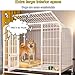 RUYICZB Dog Crate Kennel for Medium Large Dogs, Indoor Double Door High Anxiety Cage, Enhanced Wire Metal Kennel with Separation Anxiety Lockable Wheels and Removable Tray,White,30.7