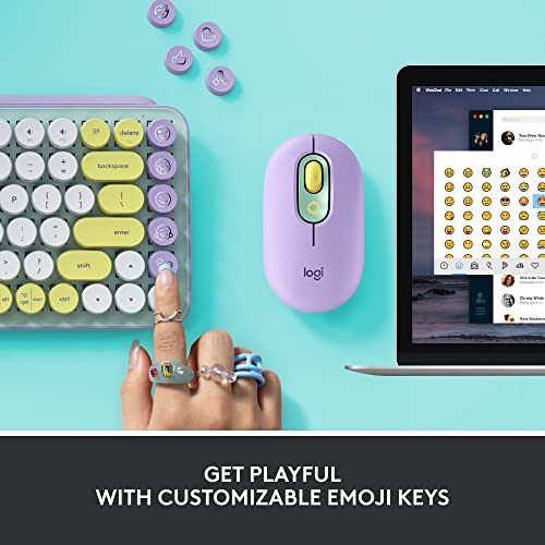 Image of Logitech POP Keys Mechanical Wireless Keyboard with Customisable Emoji Keys, Durable Compact Design, Bluetooth or USB Connectivity, Multi-Device, OS Compatible - Daydream