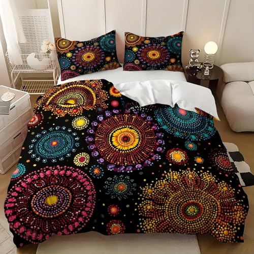 Parure de lit 140x200 cm Motif Ethnique BohèMe Housse de Couette Garçon Fille Adulte Microfibre 3D Imprimé Coloré Parure de Lit 1 Personnes, Décoration de...