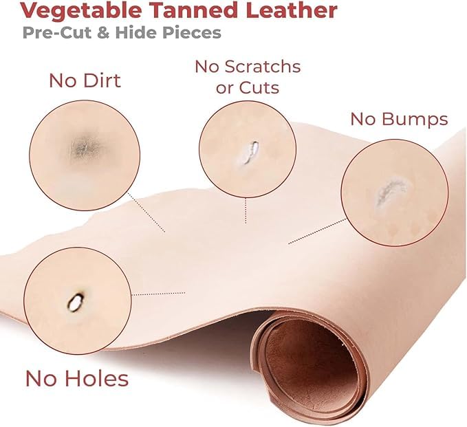 Mosor Burnished Top Grain Leather for Leather Crafting 1.3 to 1.5mm Tooling Leather Compatiable for Making Wallets Belts Bags and Artisan Projects (Vegetable Tanned, 12x12 Inch) 2