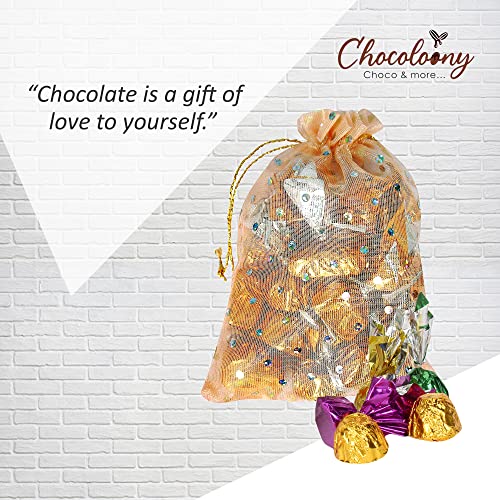 Image of Chocoloony Rakhi Chocolate Gift 20pcs Milk Chocolate Potli, Almond 200gram Dry Fruit Gift & Designer Rakhi Rakshabandhan Chocolates Gift Hamper for Brother Bhai