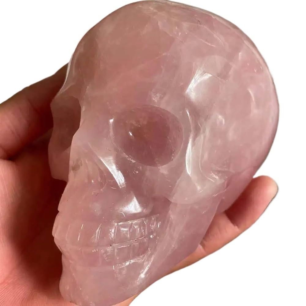DSZUJTYROP Rose Quartz Crystal Hand Carved Skull Carving Skulls for Decorate Home Decor(10pcs)