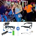 YouRfocus Wireless Led Light up Glasses 2 Pack Glow in The Dark Neon Rave Glasses for Rave Party, EDM, Halloween, Christmas (Blue + Pink) - Image 5