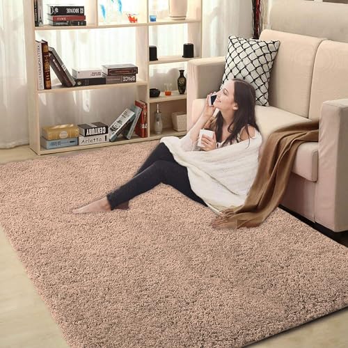 Image of LUXE HOME INTERNATIONAL Microfibre Carpet Super Soft Anti Slip Vegas Rectangular Rugs for Bedroom,Livingroom(Rust,3X5 Feet)
