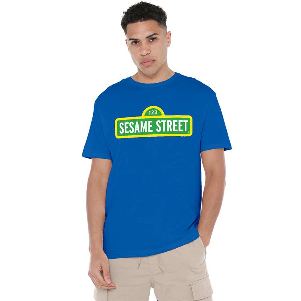 Sesame Street Men's Blue Logo T Shirt Royal in Size 3XL, Sports Direct