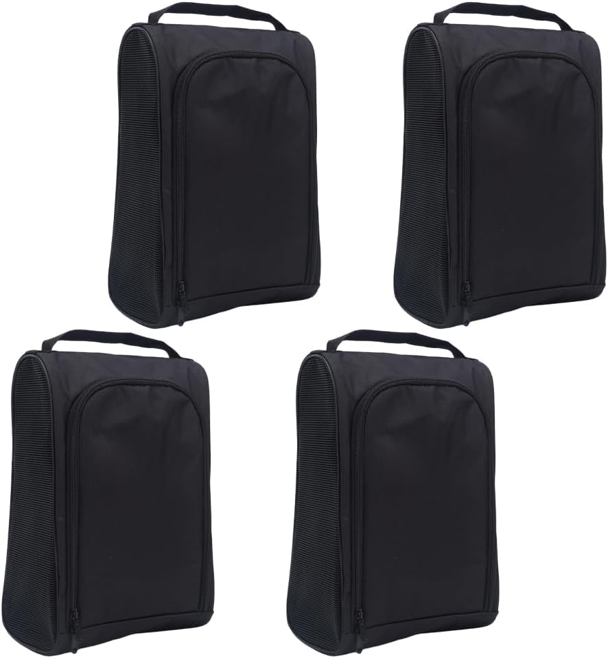 4 Golfschuhtasche Für Damen Und Herren Outdoor Schuhtragetasche Mit Reißverschluss Reisenetztasche Für Reisen Tennis Basketball Fitnessstudio Golf Fußbälle Tees Socken Und Zubehör (Schwarz)