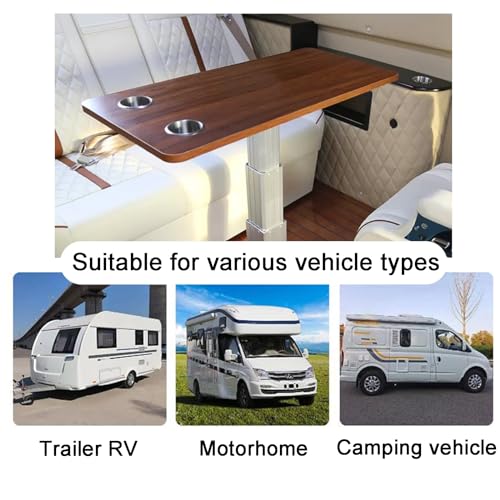 Tavolo pieghevole in acciaio inox con portabicchieri, accessorio rimovibile per camper, design salvaspazio per campeggio e uso all'aperto (bianco)