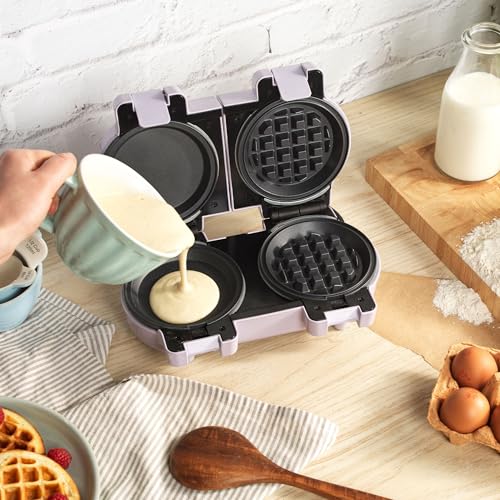 Giles & Posner Macchina Per Spuntini – Piastre Di Cottura Antiaderenti Rimovibili, Compatto, Include 4 Piastre Lisce Per Omelette E Torte, 4 Piastre Per Waffle, Facile Da Pulire, Viola Pastello - 6