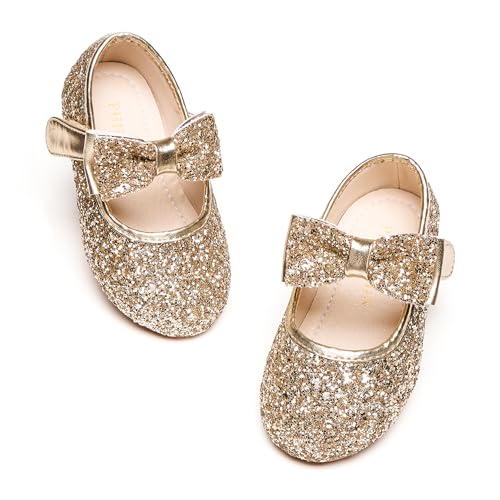 Image of PHIRAMIN Toddler Flower Girl Dress Shoes - Little Girl Mary Janes Flats Wedding