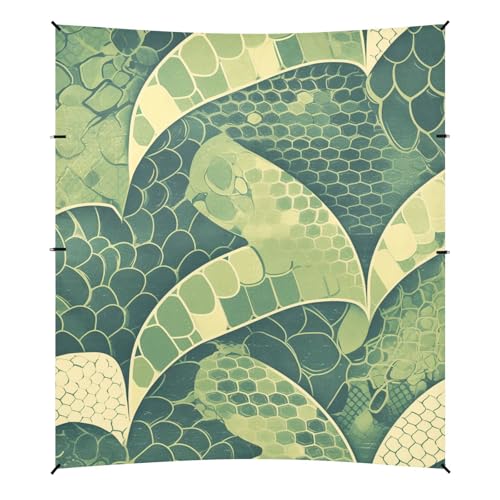 Snake Skin Print Style LightGreen Stable Beach Tent UPF50 Water-Resistant Portable Sunshade with Sand Shovel, Sandbags for Camping, Picnics, Backyard & Fishing