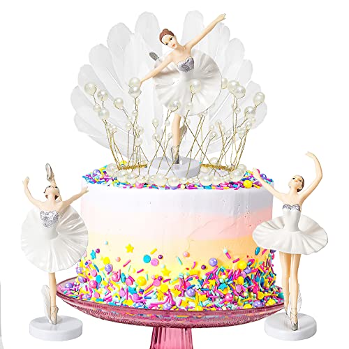 Decoración para tartas de bailarina decoración de tarta de bailarina decoración de tartas corona de princesa de hielo alas de ángel decoración para tartas de cumpleaños decoración de tarta cumpleaños