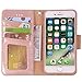 Arae Case for iPhone SE 2022 / iPhone SE 2020 / iPhone 8 / iPhone 7, Wallet Case with Card Holder PU Leather Flip Cover, Rose Gold