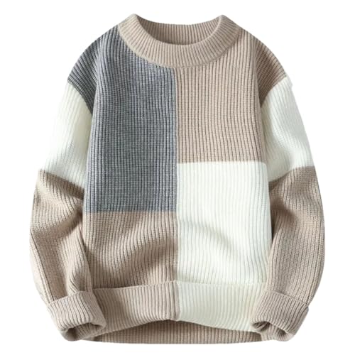 Men's Couple Style Round Neck Loose Knit Pullover Casual Long Sleeve Soft Warm Slim Fit Sweater
