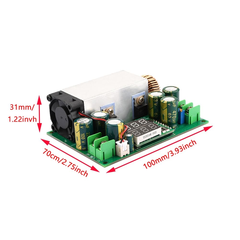 DC-DC-Abwärtswandler, 600 W, 12–75 V auf 2,5–50 V, Abwärtsregler, Einstellbares Stromversorgungsmodul mit Spannungs-/Stromanzeige, Langlebig, Einfach zu Bedienen