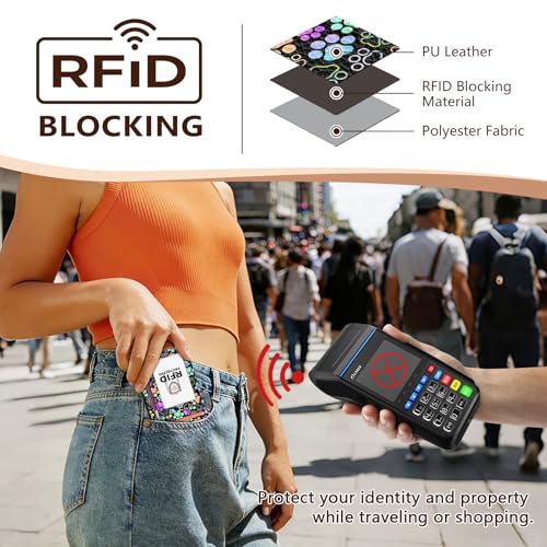 Image of GIANCOMICS Slim Wallet Credit Card Holder Women, Puppy Dog Paw Rfid Blocking Small Card Case, Keychain Thin Pocket Curved Zipper Wallet, Travel Card Holder PU Leather ID Window, Ladies Female Gifts