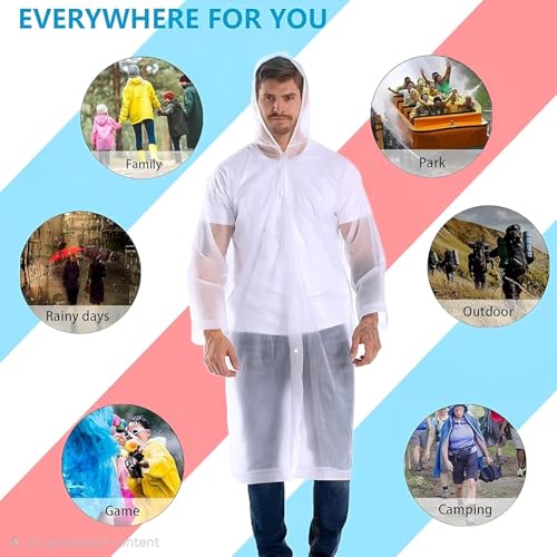 Image of Waterproof Rain Coat Hooded Universal Outdoor Water Resistant Portable Suit for Men,Women Boys & Girls (Universal Size,Multicolor, Unit Count 1)