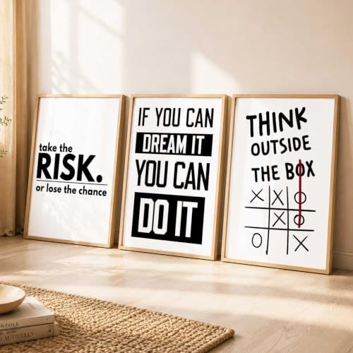 Image of kotart Motivational Quotes Framed Poster Big Aesthetic Daily Affirmation Postive Posters with Frames for Living Room Bedroom Girls Room Decor Set Of 3 (19 X 25 inch)