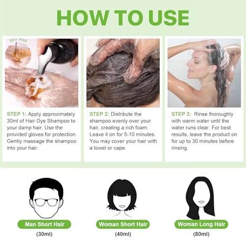 Haarfärbeshampoo für Graues Haar,3-in-1 Langanhaltende Haarfarbe,Sofort-Haarfarben-Shampoo Haarfärbung Instant Hair Color Shampoo für Männer Frauen, Herbal Ingredients (500ML) (Kaffee)