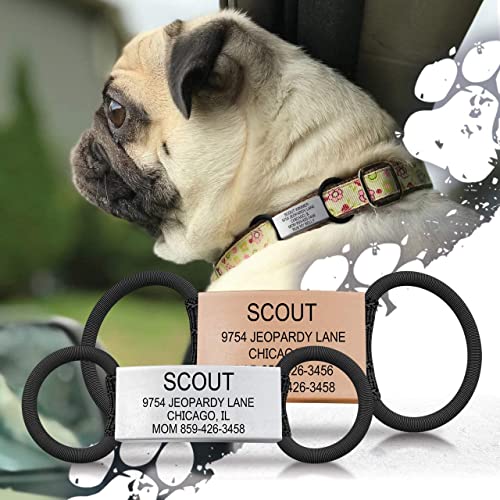 Road Id Silent Personalized Engraved Dog Tags For Pets, Black X-Large Jingle Free Slide On - Custom Silicone Name Tag - Stainless Steel - Graphite - 1.25-1.50” Collars - Works On Cat & Horses Bridle #TOP4