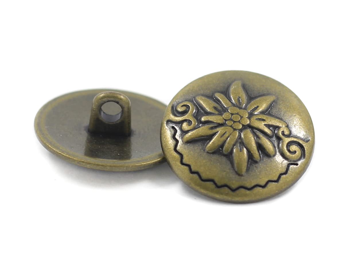 Lot De 10 Petits Boutons En Métal Bombés De 12 Mm Ou 15 Mm Pour Costume Traditionnel, Tricot Ou Dirndl (15 Mm