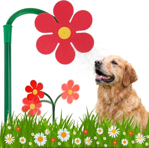 Mnrkaoic Rasensprinkler Blume 360 tanzende Spritzblume Wasserspielzeug gelb-rote Gartenbewässerung für Rasen Kinder Outdoor Sommerspaß Gartenspielzeug für Jungen Mädchen (Rot)