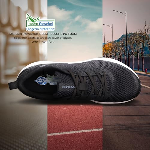 Image of Nivia Hawks 2.0 Running Shoes for Men, Lightweight Breathable Mesh Upper, Duofoam Cushioning, Flexible Rubber Outsole for Comfort & Grip, Ideal for Running, Training & Gym