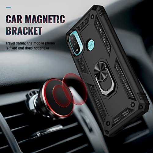 Asuwish Compatible with Moto E20/E30/E40 Case with Tempered Glass Screen Protector and Stand Ring Holder Kickstand Magnetic Cell Accessories Heavy Duty Phone Cover for XT2155 2021 Women Men Black - Image 4