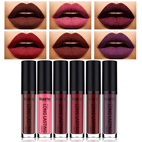 Women 6 Shades/Set Matte Lipstick , ONEMORES Women Waterproof Lip Gloss Makeup (B)