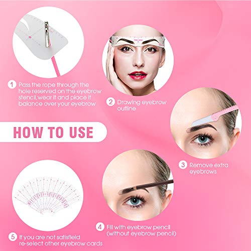 Eyebrow Stencils, 12PCS Eyebrow Shaper Kit, Reusable Eyebrow Template with Strap, Eyebrow Razor,3 Minutes Makeup Tools For A Variety of Face (black)