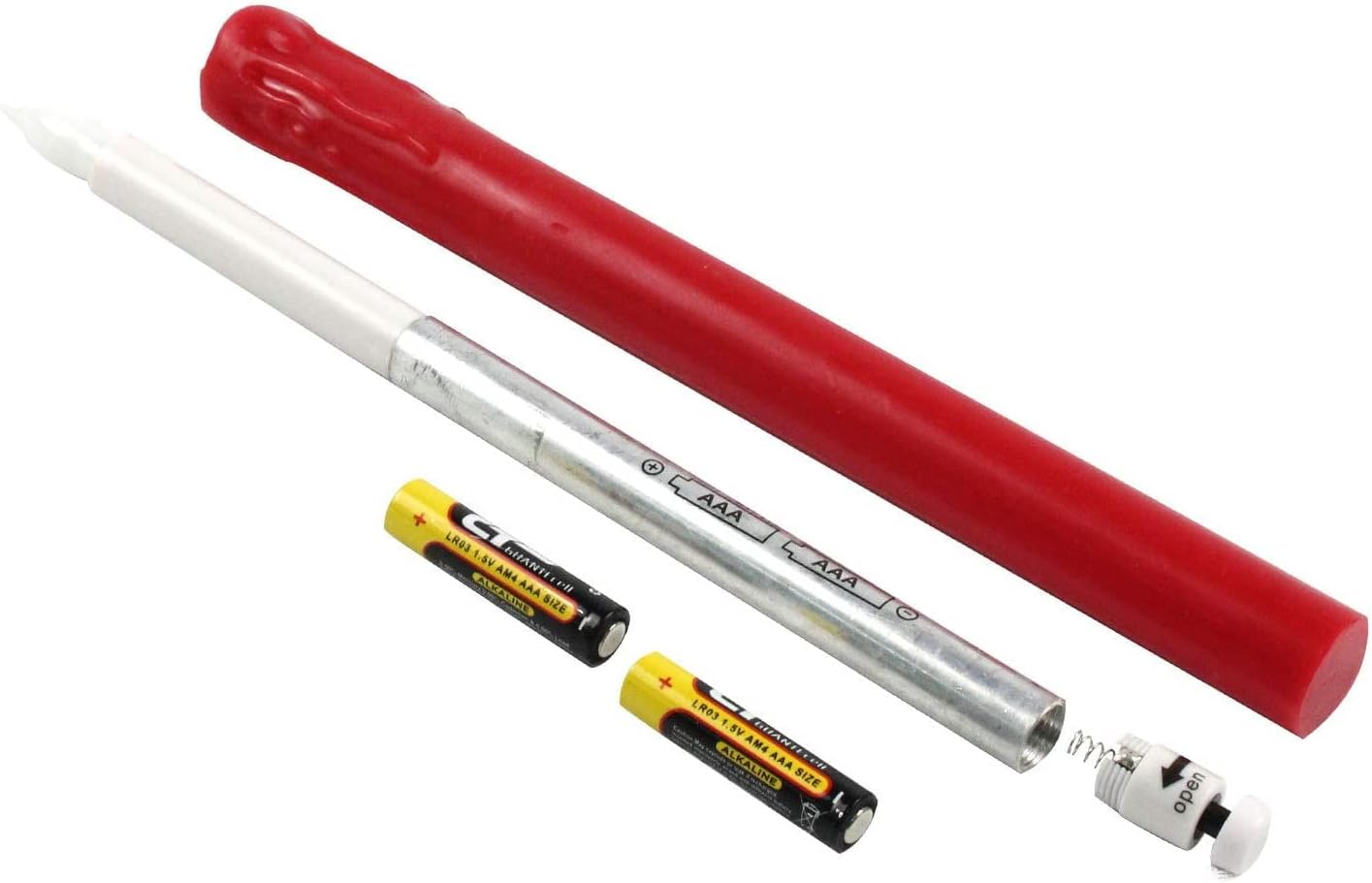 Rhytsing Red 10" Flameless Taper Candles with Timer, Battery Operated Candles, Push-Activated, Wax Drip, Warm White Light, Remote & 10 Batteries Included - Set of 5