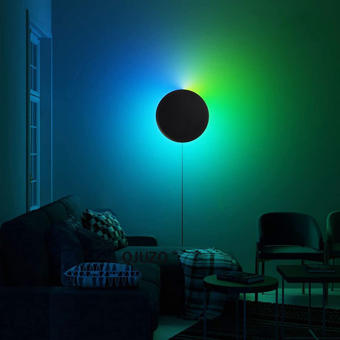 RGB LED Wandleuchte Dimmbar mit Fernbedienung und Steckdose Moderne Wandlampe Farbwechsel Farbige LED Wandleuchten für Flur Kinderzimmer Treppenhaus Wohnzimmer Schlafzimmer
