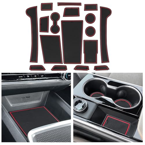 Image of CDEFG 17Pcs for 2025 2026 Chevy Equinox Door Slot Mats Cup Holder Mats 2025 2026 Equinox Accessories Console Insert Pocket Rubber Set Anti Slip Door Slot Mat Console Coaster Liner Pad(Red)