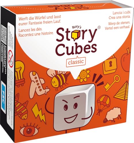 Asmodee Rorys Story Cubes Classic DE-Version Kooperatives Familenspiel für 1 oder mehr Spieler ab 6 Jahren Würfelspiel mit 20 Minuten Spielzeit pro Partie Mehrsprachig