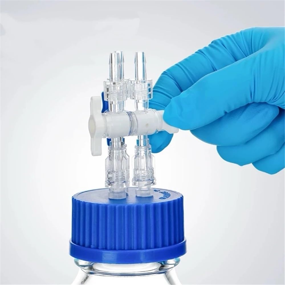 Szklana butelka z buforem ciśnieniowym, butelka do pobierania próbek z zaworem przełączającym, 100-1000 ml, korek do butelki GL45 (100 ML-2mouth)