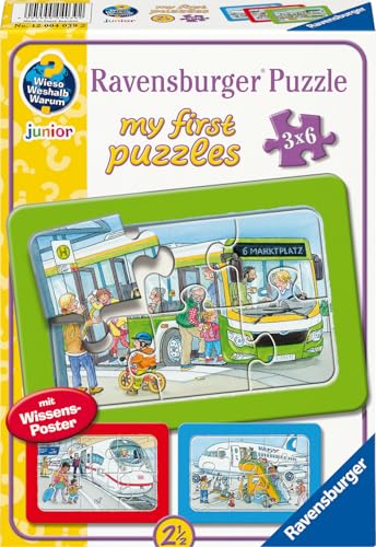 Ravensburger Kinderpuzzle - 12004039 Unterwegs mit Bus, Bahn und Flugzeug -...