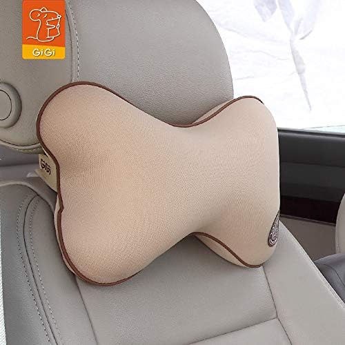 GiGi G-1063B 100% Pure Memory Foam and Ergonomic Design Car Seat Neck Rest Cushion, Head Rest Pillow for Cervical Pain Relief (Apricot)