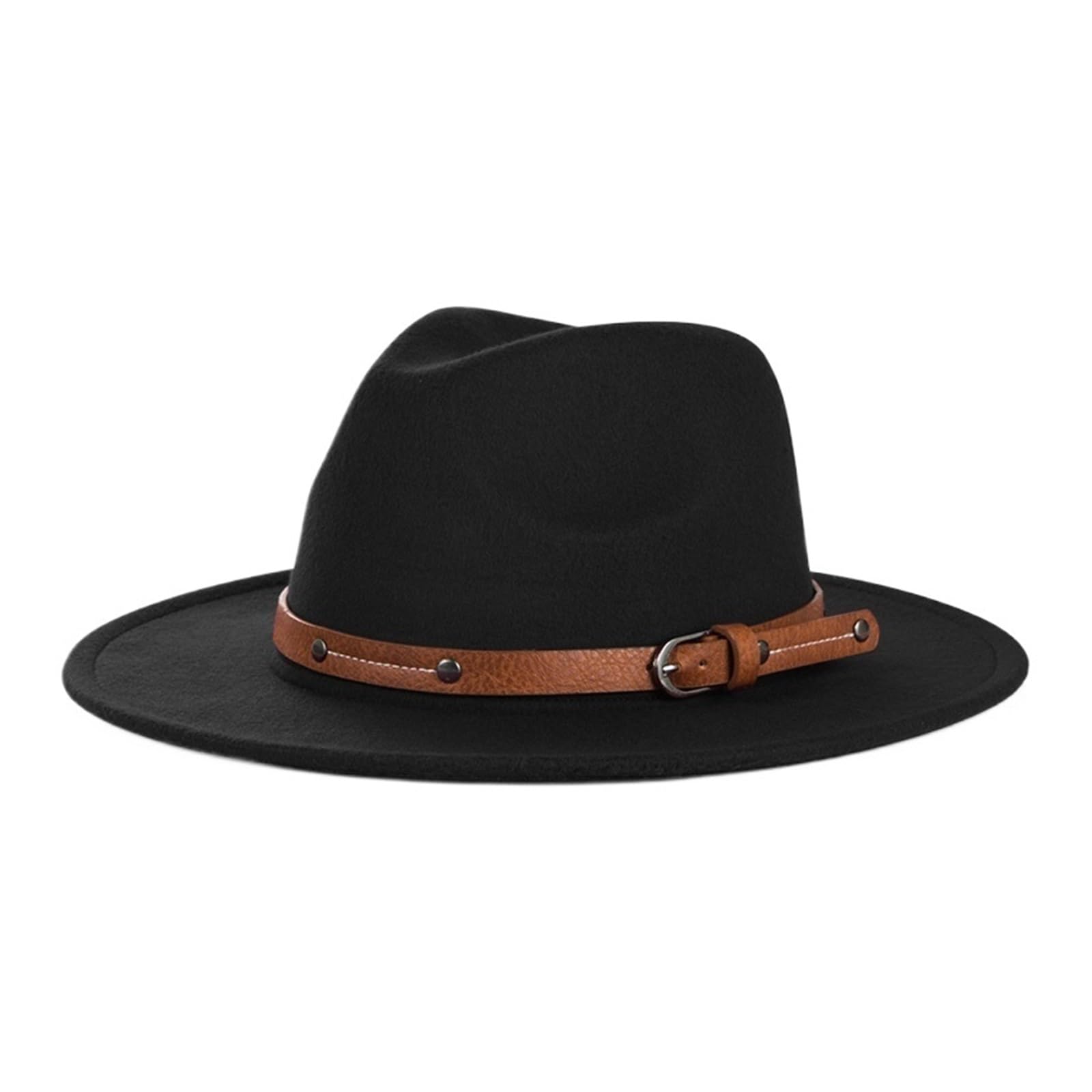 Fedora Uomo Cappello Fedora in lana da uomo autunno inverno berretto jazz a tesa larga imitazione lana da donna feltro da chiesa