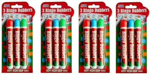 A&D Large Non-Drip Bingo Dabbers Set of 1/3/6/9/12 Colours Red/Blue/Green Felt Tip Markers (1 Pen Only)