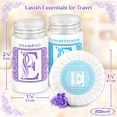 Luxury Travel and Hotel Amenities Set (1 Oz, 150 Pieces), Grade-A Guest Ingredients and Gift Packaging Toiletries, Includes 50 Round Soaps, 50 Shampoos & 50 Conditioners by EcoEarth