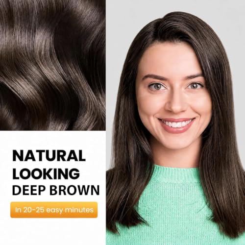 Image of Deep Brown Hair Dye Shampoo 3 in 1 for Gray Hair, Women & Men